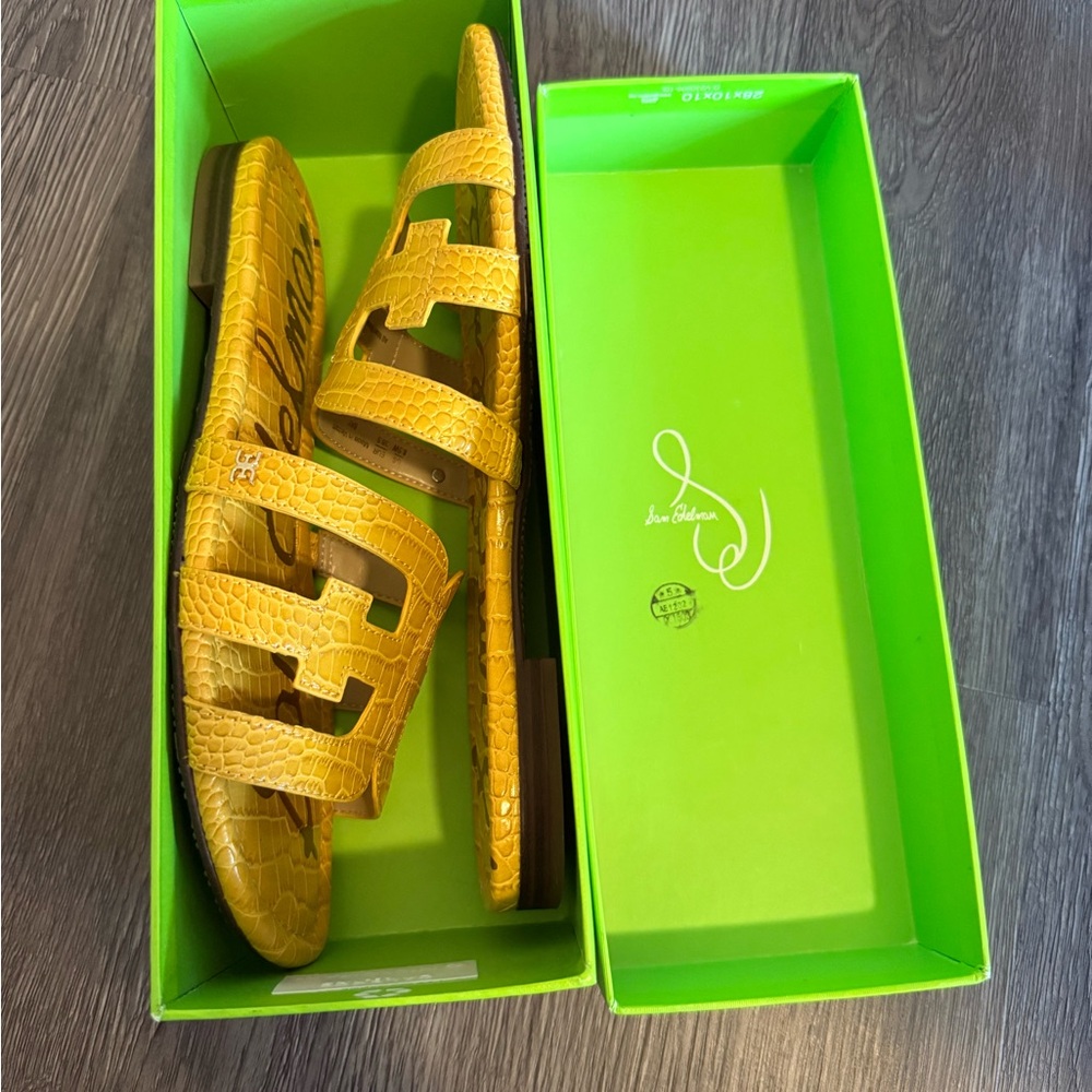 Sam Edelman Bay Yellow Croc Slide Sandals Size 8.5 Wide - Picture 3 of 5